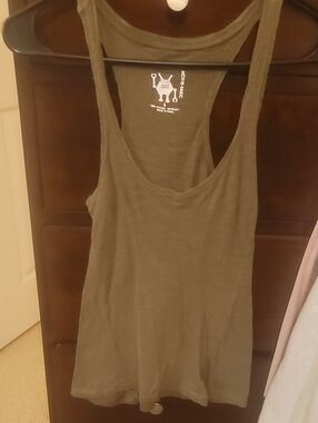 Active Basic Olive Green Super Soft Racerback Tank Size Small